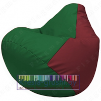 Бескаркасное кресло мешок Груша Г2.3-0121 (зелёный, бордовый)